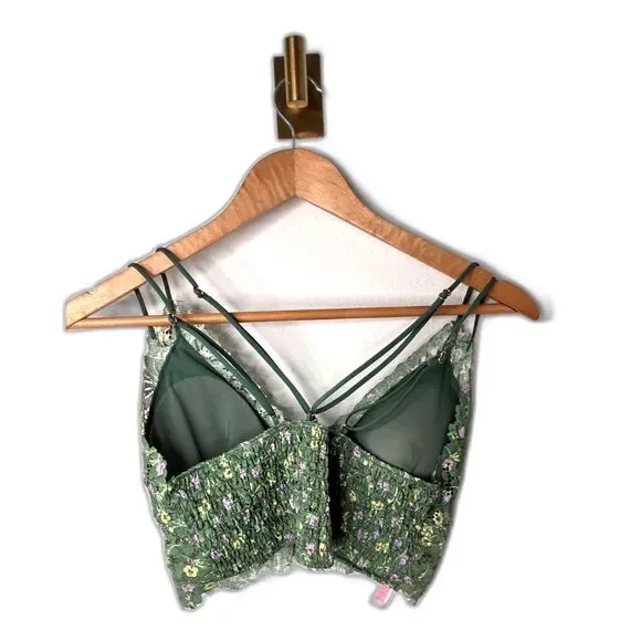 Victoria’s Secret PINK Green Floral Bralette XL - Picture 2 of 8